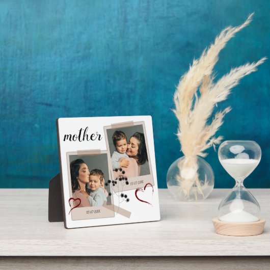 2 Foto Collage Moeder Gift Modern Elegant Script Fotoplaat (Insitu)