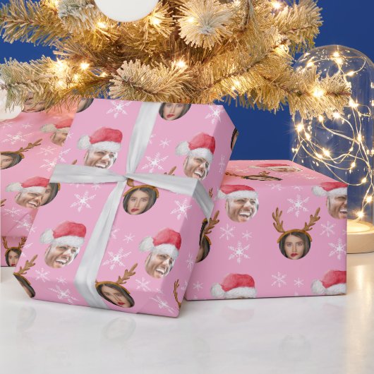 2 Foto Collage Santa en Rendier Cadeaupapier (Feestdagen)