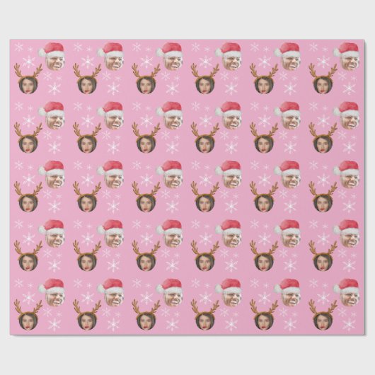 2 Foto Collage Santa en Rendier Cadeaupapier (Vlak)