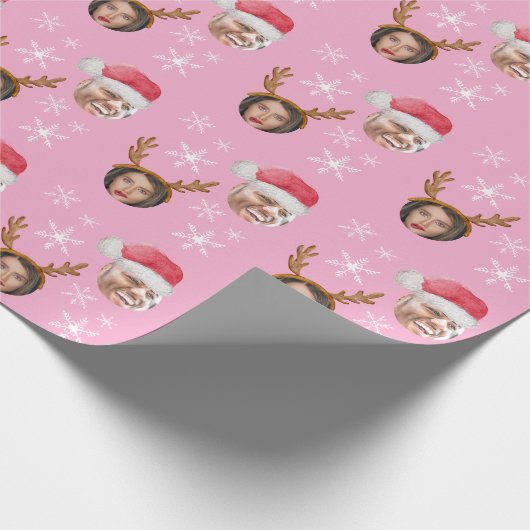 2 Foto Collage Santa en Rendier Cadeaupapier (Hoek)