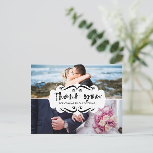 2 foto collage stijlvolle bruiloft dank u kaart (Staand voorkant)