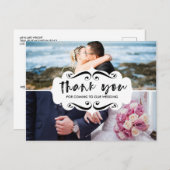 2 foto collage stijlvolle bruiloft dank u kaart (Voorkant / Achterkant)
