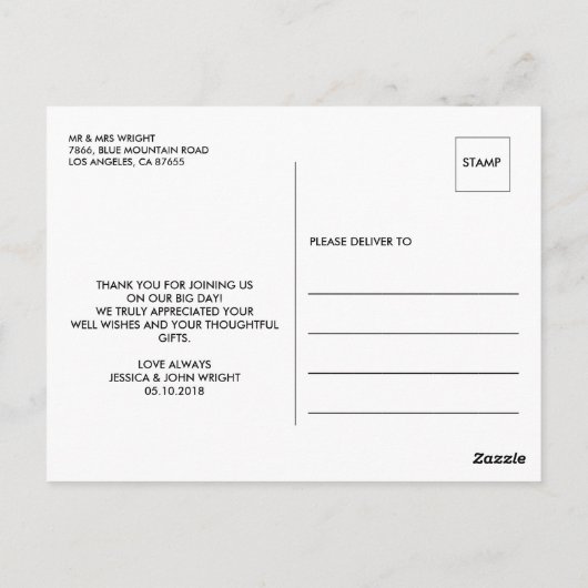 2 foto collage stijlvolle bruiloft dank u kaart (Achterkant)