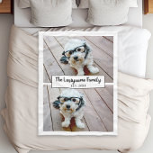 2 Foto Collage Voeg familienaam en huwelijksdatum  Fleece Deken