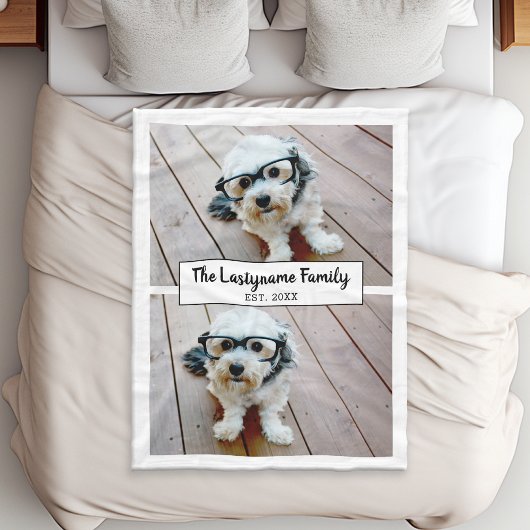 2 Foto Collage Voeg familienaam en huwelijksdatum  Fleece Deken