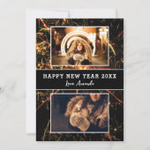 2 foto collage vuurwerk gelukkig nieuwjaar feestdagenkaart (Voorkant)