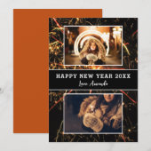 2 foto collage vuurwerk gelukkig nieuwjaar feestdagenkaart (Voorkant / Achterkant)