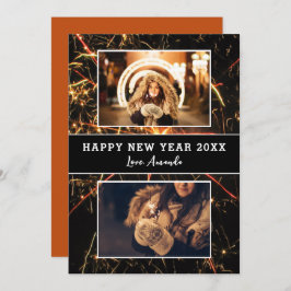 2 foto collage vuurwerk gelukkig nieuwjaar feestdagenkaart