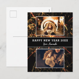 2 Foto Collage Vuurwerk Gelukkig Nieuwjaar Feestdagenkaart