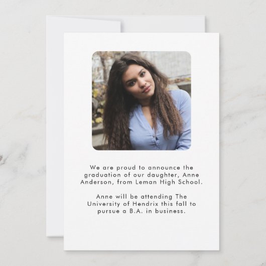 2 Foto Custom Eenvoudig Modern Afstuderen Aankondiging (Achterkant)