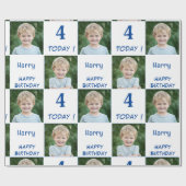 2 Foto Custom Happy Birthday Boy Cadeaupapier (Vlak)