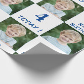 2 Foto Custom Happy Birthday Boy Cadeaupapier (Hoek)