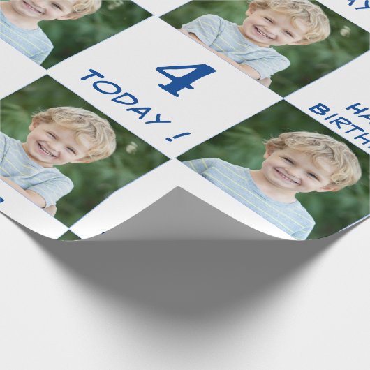 2 Foto Custom Happy Birthday Boy Cadeaupapier (Hoek)