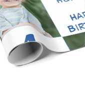 2 Foto Custom Happy Birthday Boy Cadeaupapier (Rol Hoek)