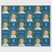 2 Foto Custom Happy Birthday Boy Cadeaupapier (Vlak)