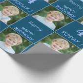 2 Foto Custom Happy Birthday Boy Cadeaupapier (Hoek)