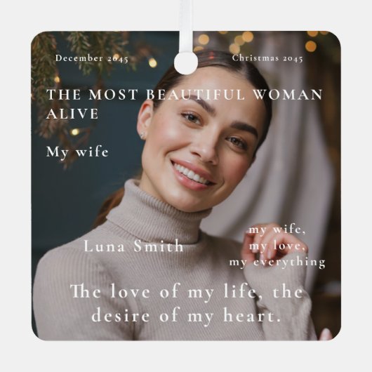 2 Foto Custom Mooiste Vrouw Levend Metalen Ornament (Voorkant)