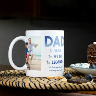 2 Foto DAD the Man Myth Legend Blue Personalized Koffiemok