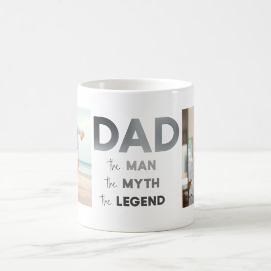 2 Foto DAD The Man Myth Legend Modern Typografie Koffiemok (Center)