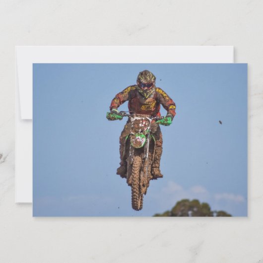 2 FOTO Dirt Bike Motocross Green Grey Afstuderen Kaart (Achterkant)