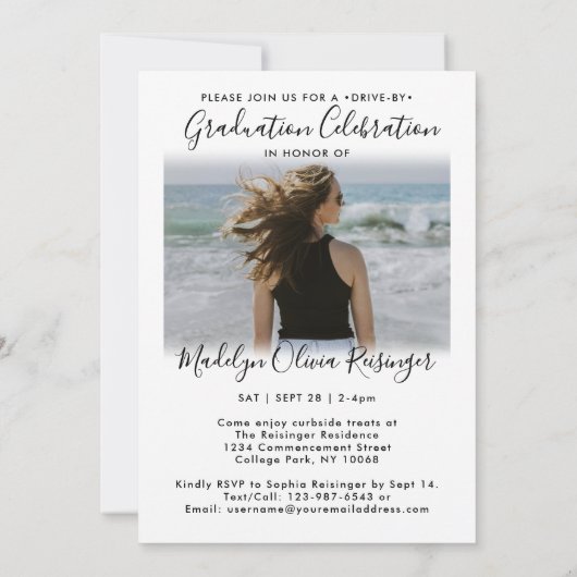 2 Foto drive-by Afstuderen parade Simple Modern Kaart (Achterkant)