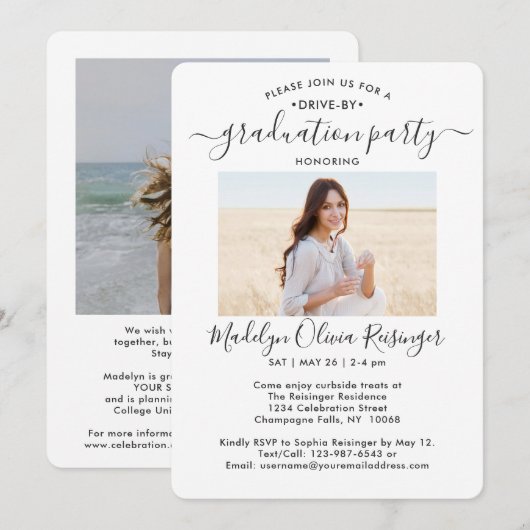 2 Foto drive-by-graduation party autoparade Kaart (Voorkant / Achterkant)