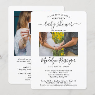 2 Foto drive-by Social Distancing Baby shower Kaart