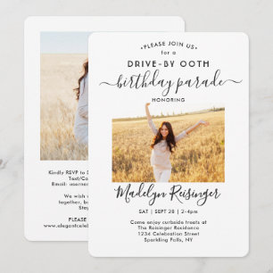 2 Foto drive-by Social Distancing Birthday Party Kaart