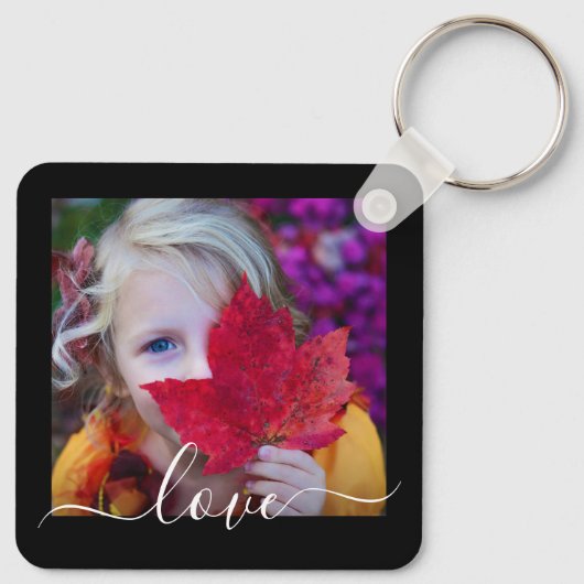 2 Foto dubbelzijdig Sjabloon Love Text Metal Sleutelhanger (Achterkant)