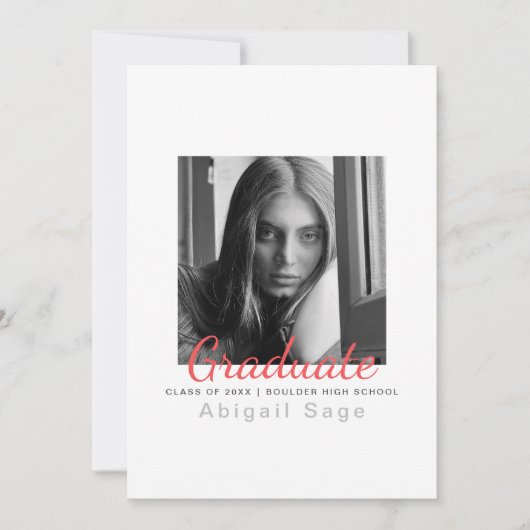 2 Foto eenvoudig modern, minimalistisch Afstuderen Aankondiging (Voorkant)