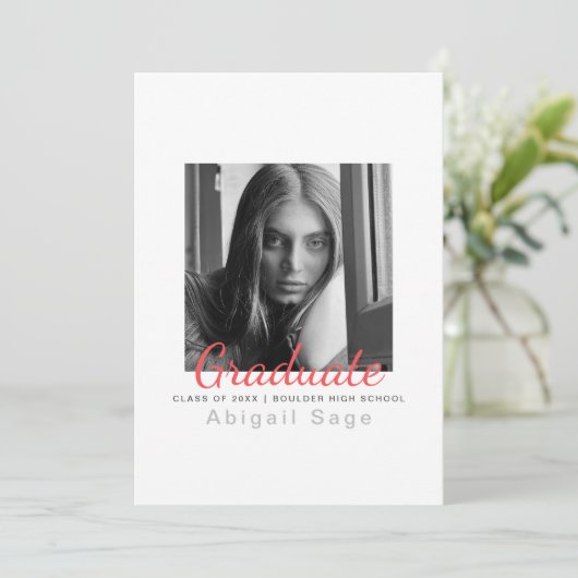 2 Foto eenvoudig modern, minimalistisch Afstuderen Aankondiging (Staand voorkant)