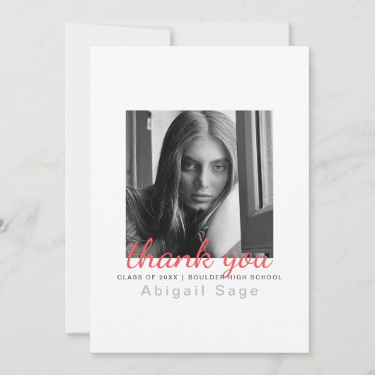 2 Foto eenvoudig modern, minimalistisch Afstuderen Bedankkaart (Voorkant)