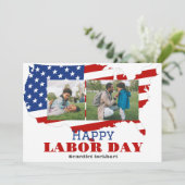 2 Foto Eenvoudige Elegante Dag van de Arbeid met A Bedankkaart (Staand voorkant)