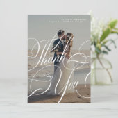 2 foto eenvoudige elegante kalligrafie script brui bedankkaart (Staand voorkant)