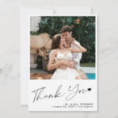 2 foto eenvoudige moderne script hart bruiloft bedankkaart (Voorkant)