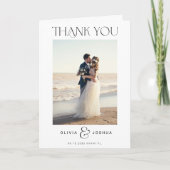 2 foto eenvoudige moderne typografie bruiloft gevo bedankkaart (Voorkant)