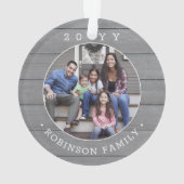 2 Foto Eenvoudige Typografie Jaar Grijs Faux Hout Ornament (achterkant)