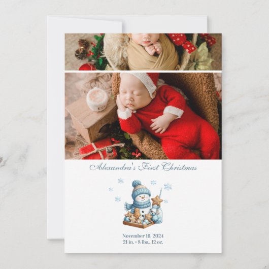 2 Foto Eerste kerst geboorteaankondiging  Feestdagenkaart (Voorkant)
