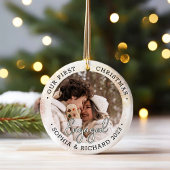 2 foto Eerste kerst verloofd modern Keramisch Ornament