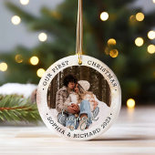 2 foto Eerste kerst verloofd modern Keramisch Ornament