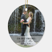 2 Foto Eerste Kerstmis Getrouwd als Mr & Mrs Keramisch Ornament (Links)
