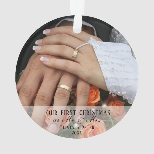 2 Foto Eerste Kerstmis Getrouwd als Mr & Mrs Ornament (achterkant)