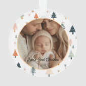 2 Foto "Eerste Kerstmis" Nordic Tree Pattern Ornament (achterkant)