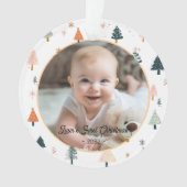 2 Foto "Eerste Kerstmis" Nordic Tree Pattern Ornament (voorkant)