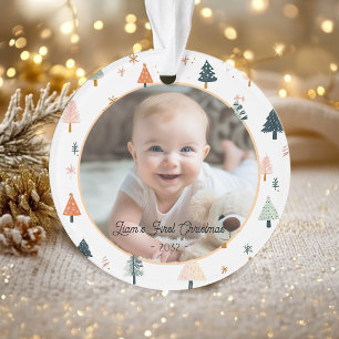 2 Foto "Eerste Kerstmis" Nordic Tree Pattern Ornament