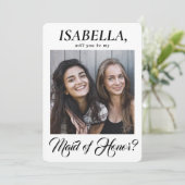 2 Foto Elegant Calligraphy Maid of Honor proposal Kaart (Staand voorkant)
