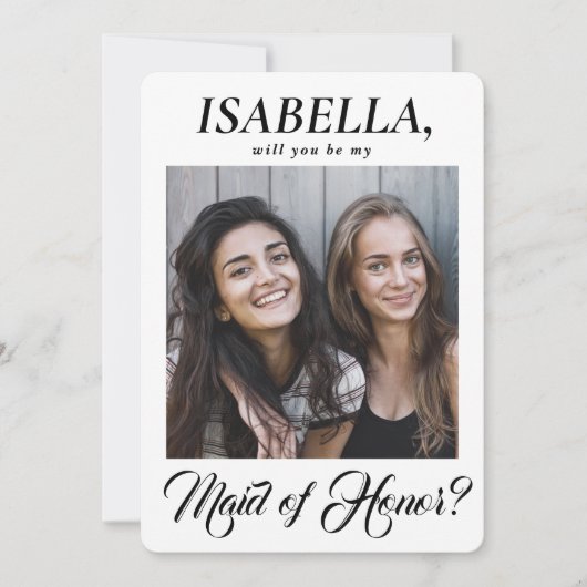 2 Foto Elegant Calligraphy Maid of Honor proposal Kaart (Voorkant)