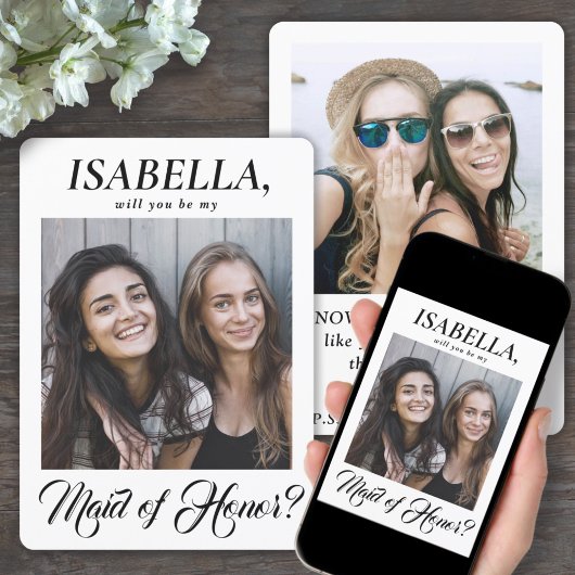 2 Foto Elegant Calligraphy Maid of Honor proposal Kaart