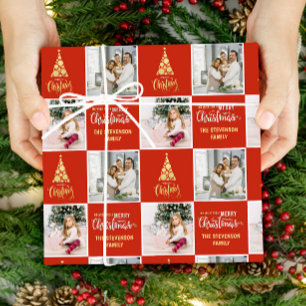 2 foto Elegant Merry Christmas Gold Cadeaupapier