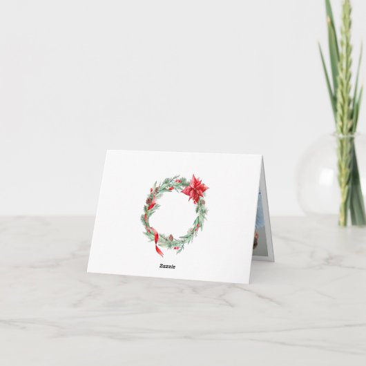 2 FOTO Elegant Rode Ornament Kerst Groet Feestdagen Kaart (Achterkant)